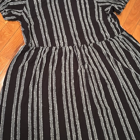 LOFT Navy & White Striped Textured Mini Dress - Picture 7 of 9